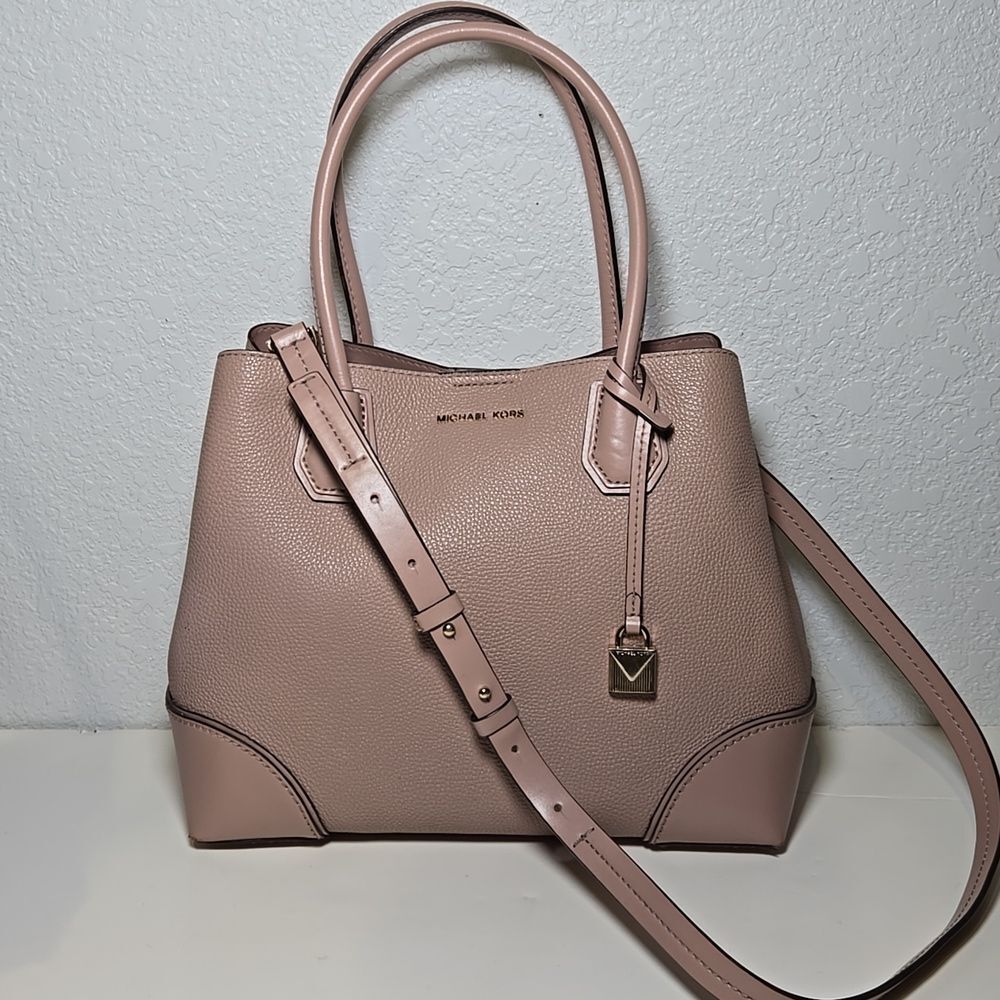 Michael Kors Mercer Gallery Medium Grained Leather Tote Blush Nude